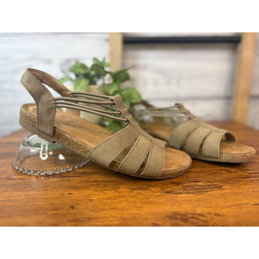 Earth Origins Laney Wide Sedona Brown Sepia Strappy Sandals Women's Size 9W